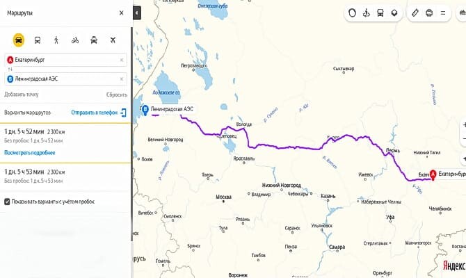 Маршрут перевозки емкостного оборудования